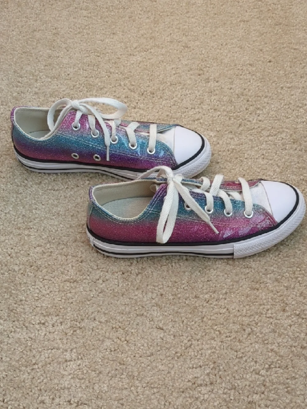 Converse Kids Glitter Ombre Low-Top Sneakers in Pink, Purple & Blue